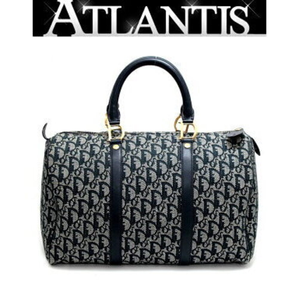 Christian Dior Trotter Boston Handbag Navy Blue Jacquard GG